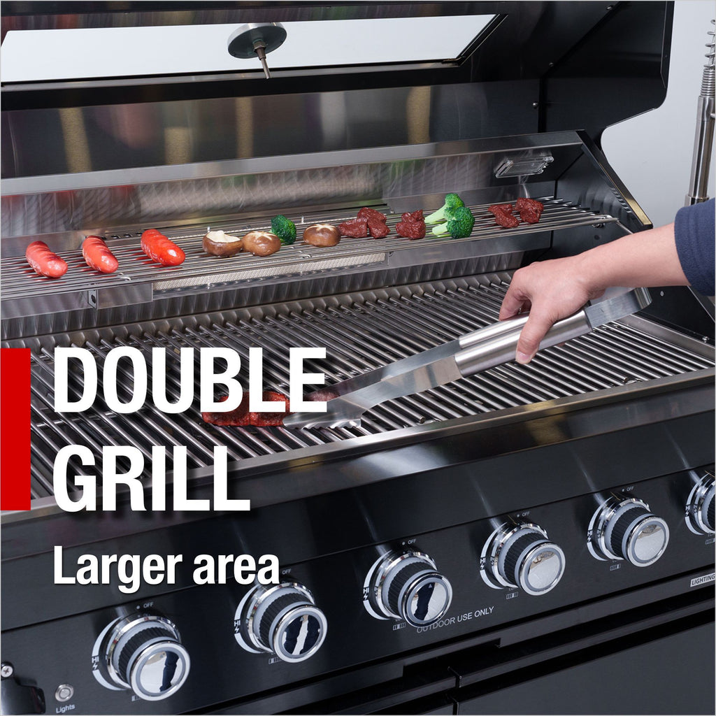 Anthony & Home Signature 46-inch gas outdoor kitchen island with granite countertop and built-in cooking area.