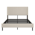 Anthony & Home Signature Beige Queen Platform Bed with metal frame and built-in charging station, showcasing the modern, stylish design.