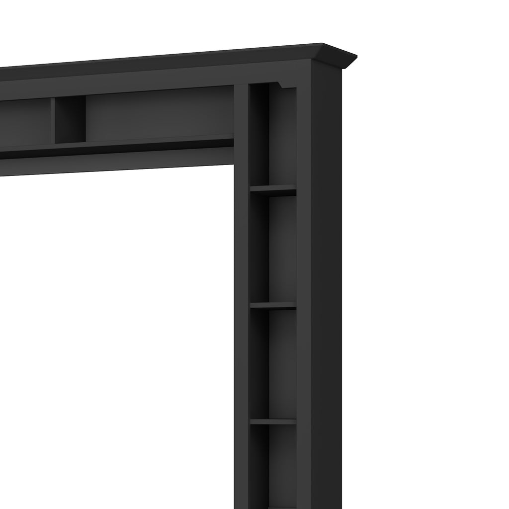 Anthony & Home Signature black 92-inch tempered glass center wall unit with sleek design and modern storage features.