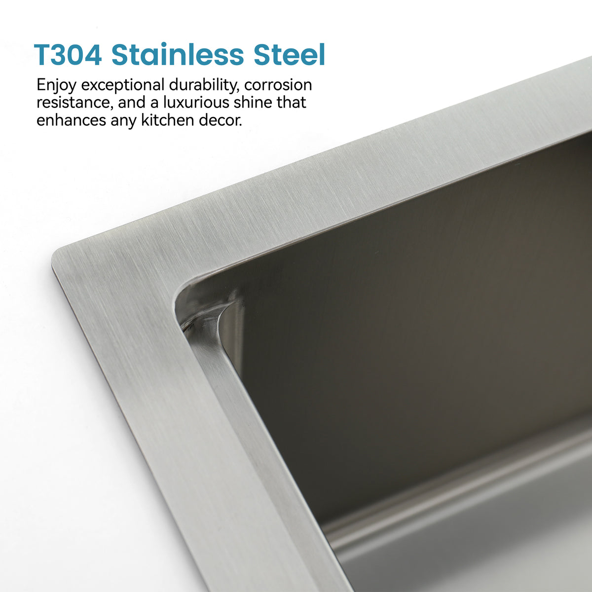 Brushed stainless steel Anthony & Home signature kitchen sink with a single bowl, showcasing its sleek, modern design and durable finish.