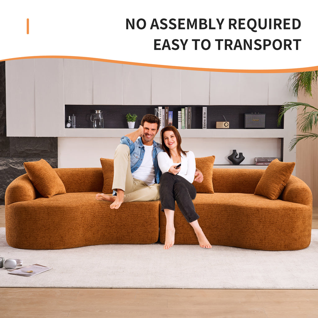 Orange Anthony & Home Signature Chenille Modular Sectional Sofa with plush cushions and modern design.