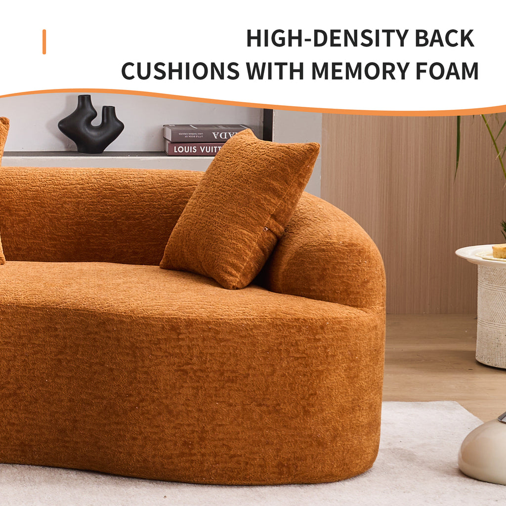 Orange Anthony & Home Signature Chenille Modular Sectional Sofa with plush cushions and modern design.