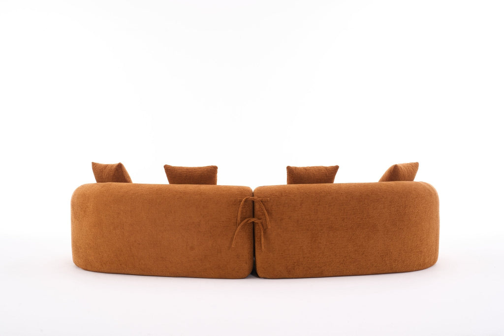 Orange Anthony & Home Signature Chenille Modular Sectional Sofa with plush cushions and contemporary design.