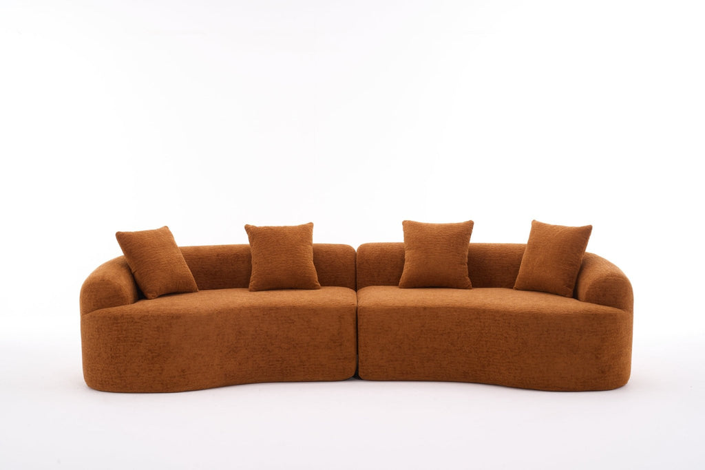 Orange Anthony & Home Signature Chenille Modular Sectional Sofa with plush cushions and modern design.