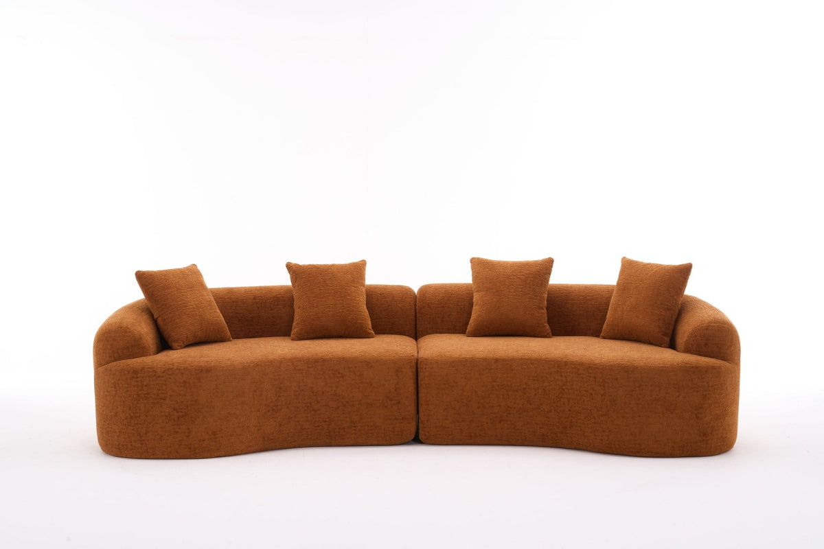 Orange Anthony & Home Signature Chenille Modular Sectional Sofa with plush cushions and modern design.