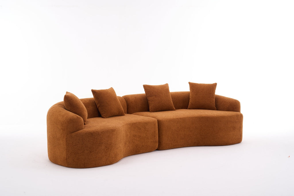 Orange Signature Chenille Modular Sectional Sofa by Anthony & Home, featuring plush fabric and contemporary design.