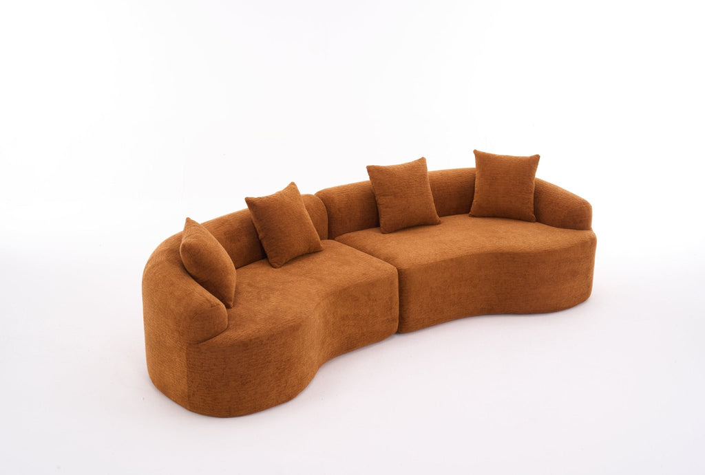 Anthony & Home Signature Chenille Modular Sectional Sofa in vibrant orange, showcasing plush fabric and versatile seating arrangement.