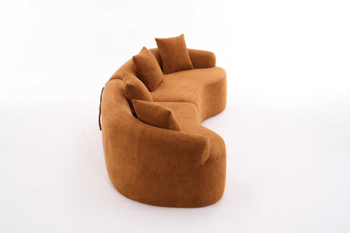 Orange Anthony & Home Signature Chenille Modular Sectional Sofa with plush cushions and modern design.