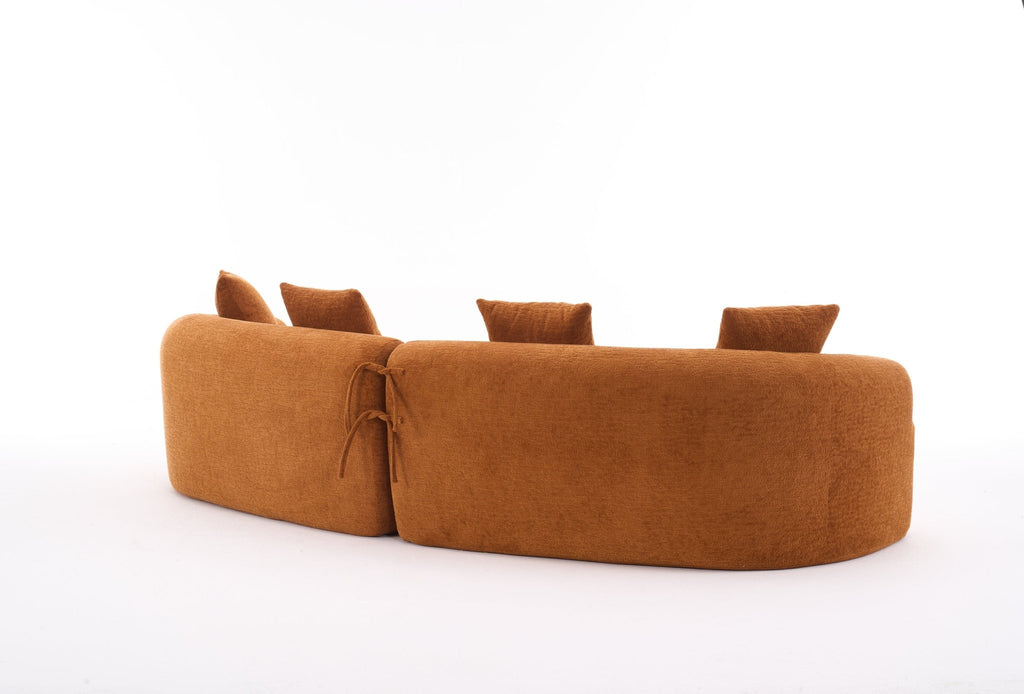 Orange Anthony & Home Signature Chenille Modular Sectional Sofa with plush cushions and contemporary design.