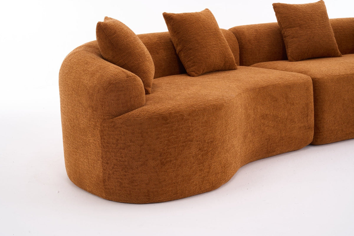 Orange Anthony & Home Signature Chenille Modular Sectional Sofa with plush cushions and modern design.
