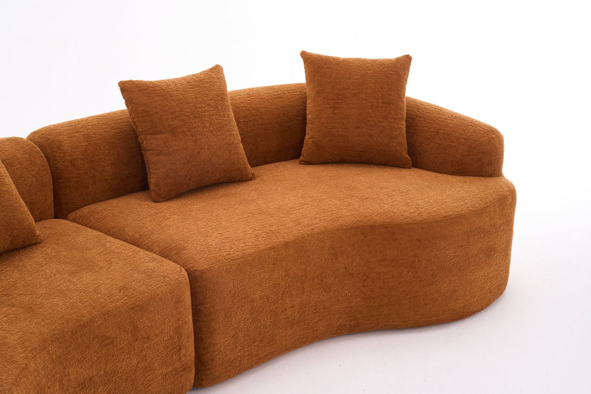 Orange Anthony & Home Signature Chenille Modular Sectional Sofa with plush cushions and modern design.