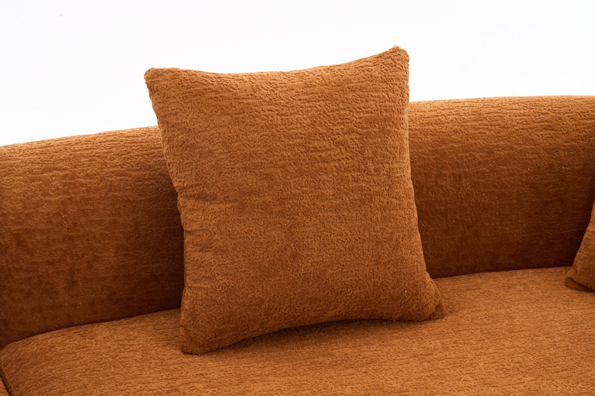 Orange Anthony & Home Signature Chenille Modular Sectional Sofa with plush cushions and modern design.