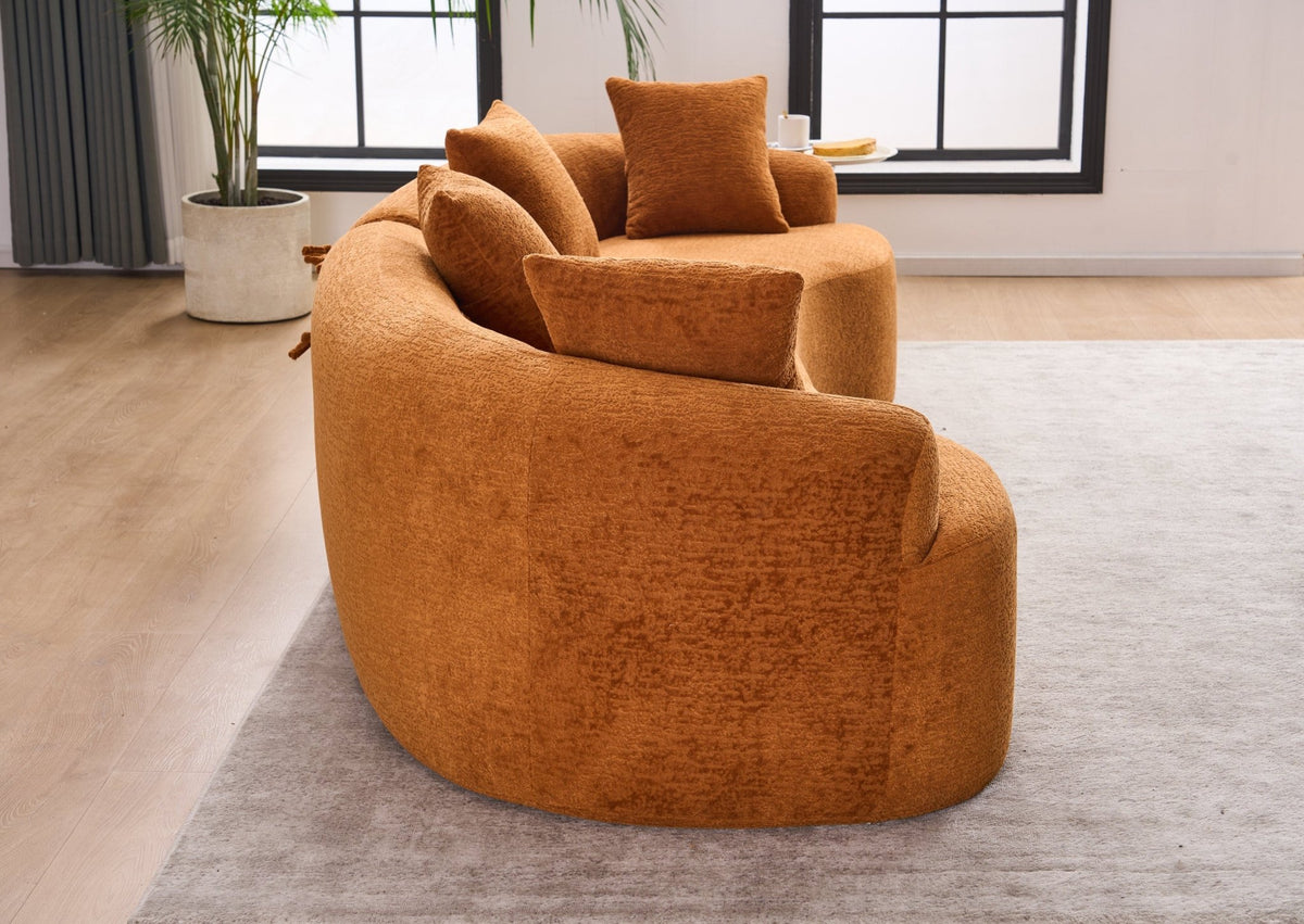 Anthony & Home orange Signature Chenille Modular Sectional Sofa with plush cushions and modern design.