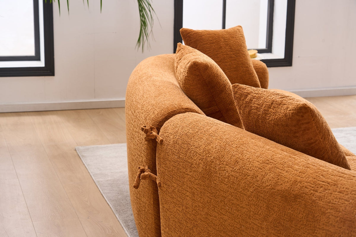 Orange Anthony & Home Signature Chenille Modular Sectional Sofa with plush cushions and modern design.