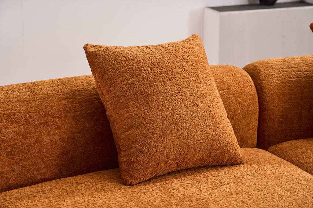 Orange Anthony & Home Signature Chenille Modular Sectional Sofa with plush cushions and modern design.