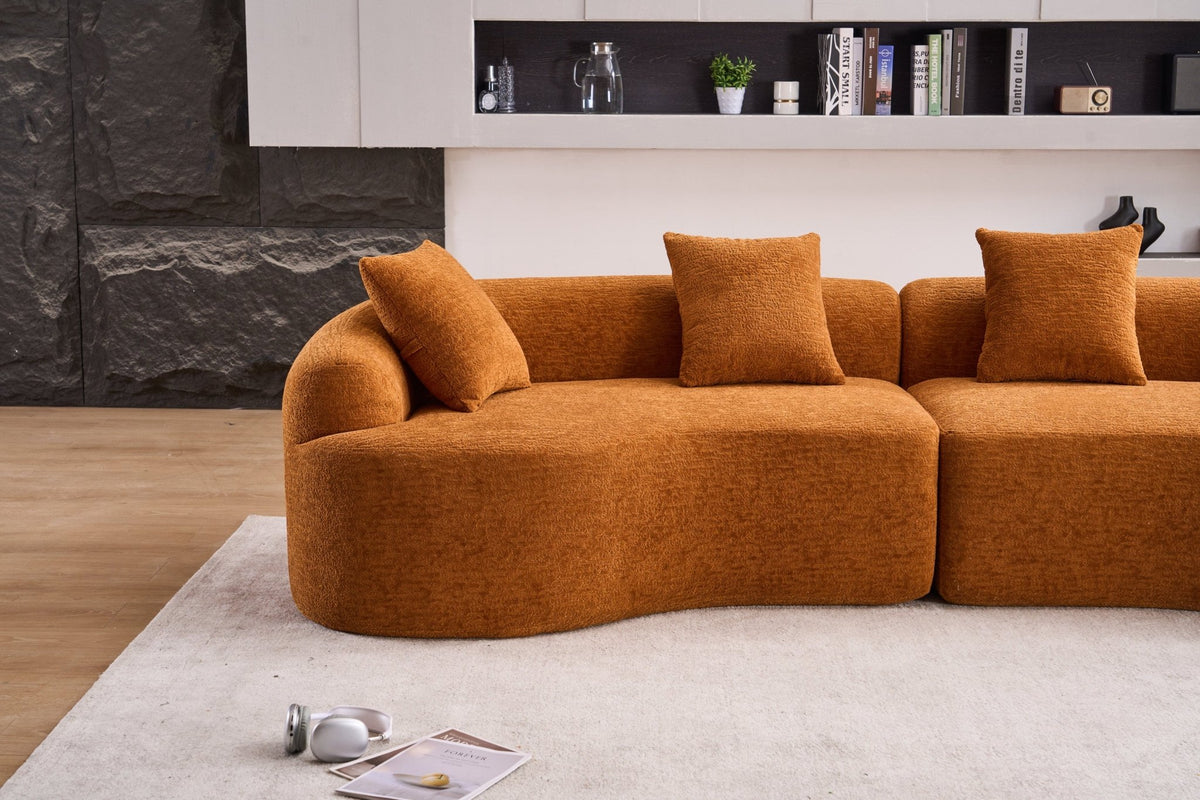 Orange Anthony & Home Signature Chenille Modular Sectional Sofa with plush cushions and modern design.