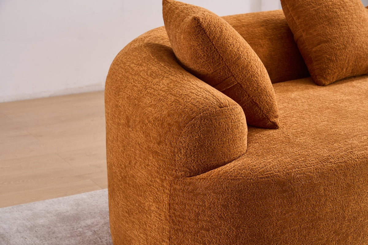 Orange Signature Chenille Modular Sectional Sofa by Anthony & Home with plush cushions and modern design in a living room setting.