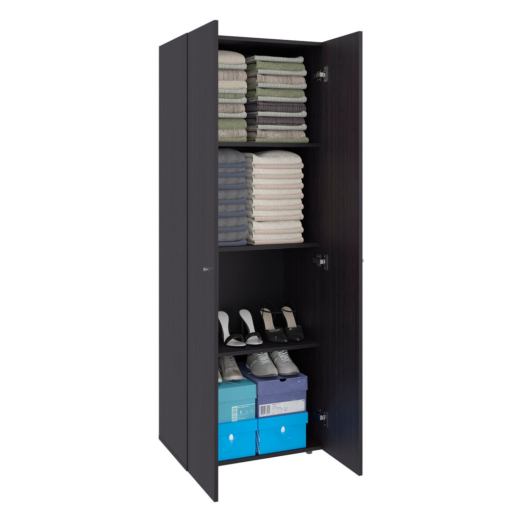 Anthony & Home Signature Collection black engineered wood two-door closet with sleek modern design and sturdy construction.