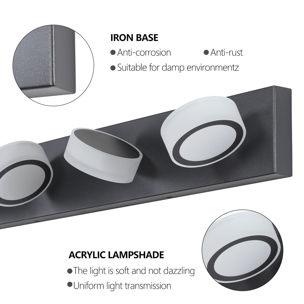 Anthony & Home Signature Collection six-light LED vanity light with black iron finish and modern design for bathroom or mirror lighting.