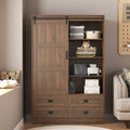 Anthony & Home Signature Collection tall bedroom armoire with double doors and storage compartments, made of dark wood.