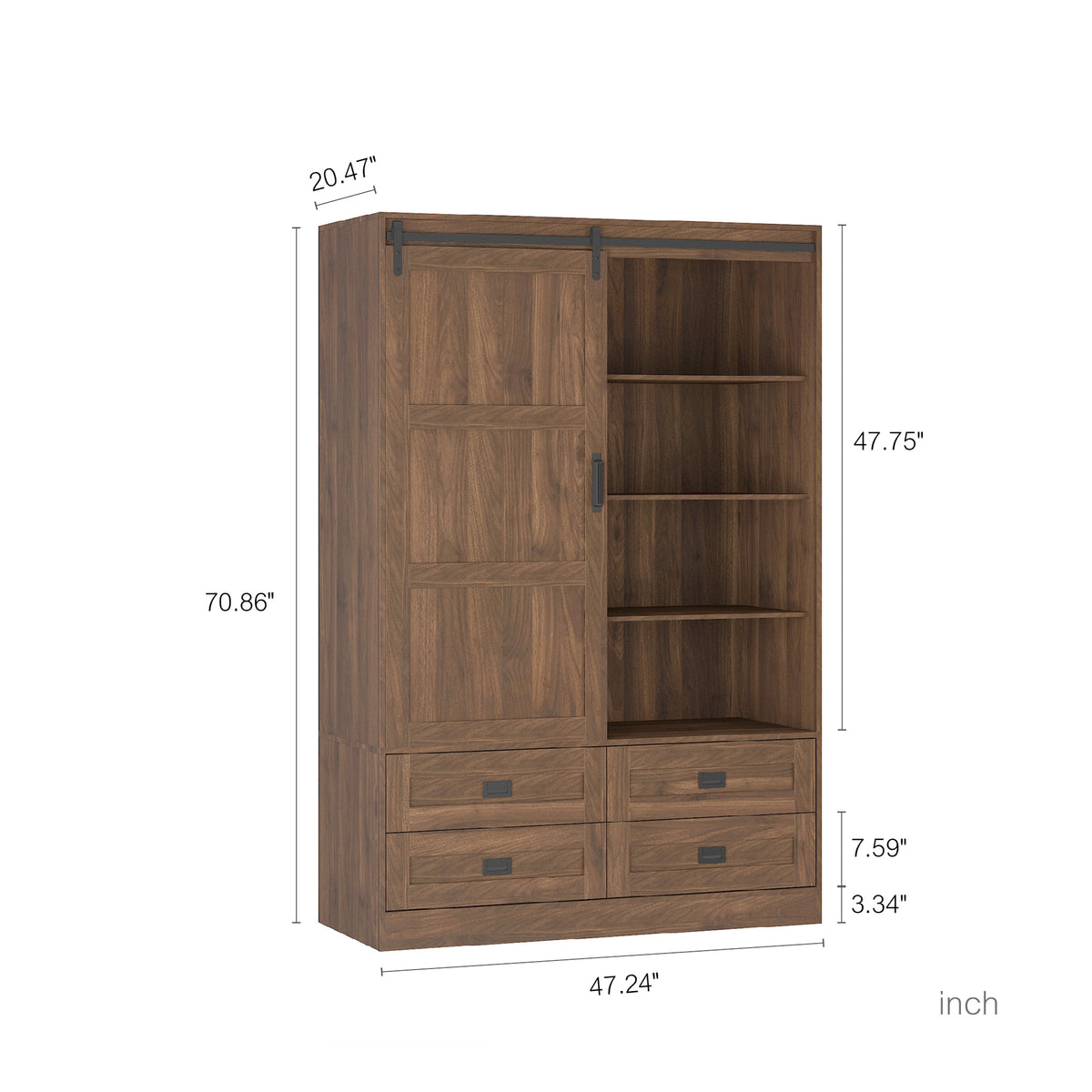 Anthony & Home Signature Collection tall bedroom armoire with wood finish and double doors, spacious storage for clothing and accessories.