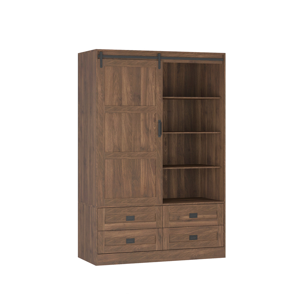 Antique-style tall bedroom armoire from Anthony & Home Signature Collection with wood finish and double doors.