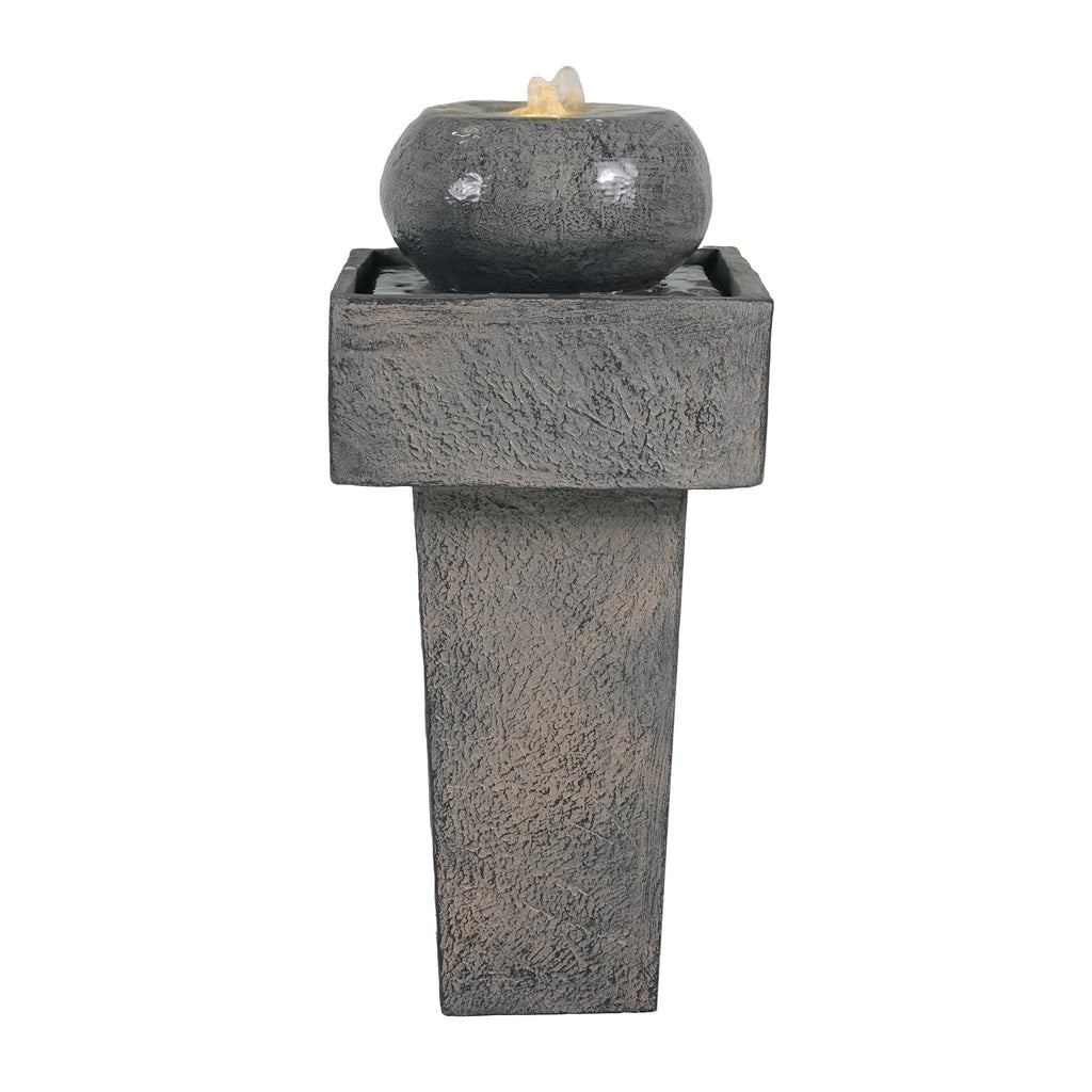 Concrete column fountain with integrated lighting by Anthony & Home, featuring a modern design and water feature for outdoor decor.