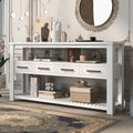 White painted signature console table by Anthony & Home with sleek design and smooth finish, ideal for entryways or living rooms.