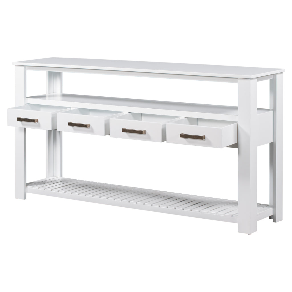 White painted Signature Console Table by Anthony & Home with sleek design and sturdy wood construction.