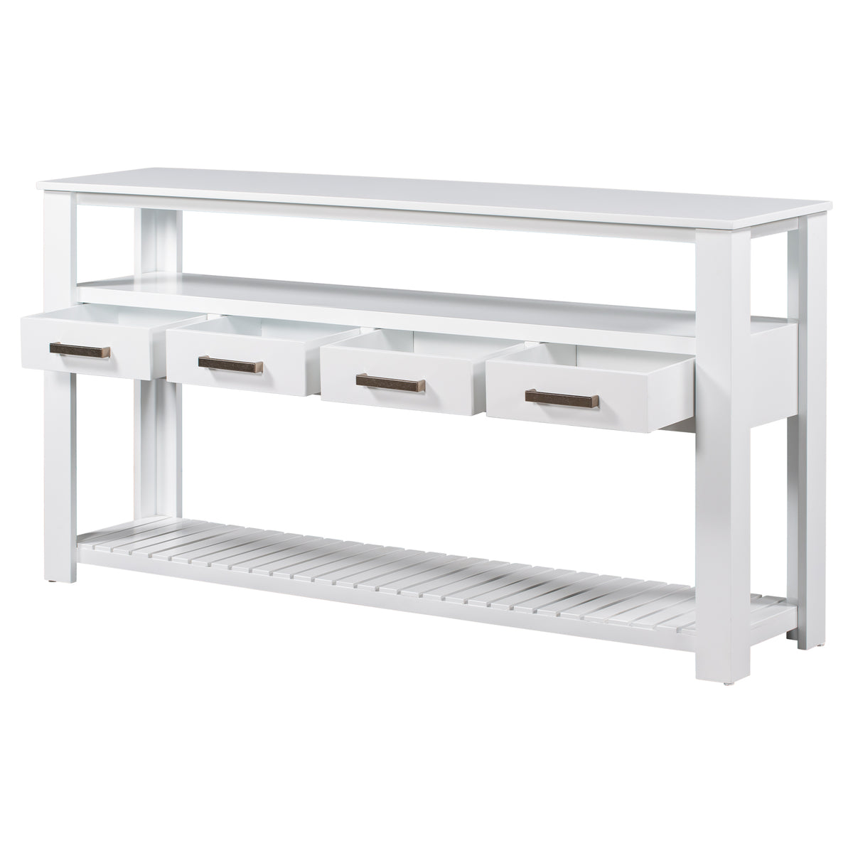White painted Signature Console Table by Anthony & Home with sleek design and sturdy wood construction.