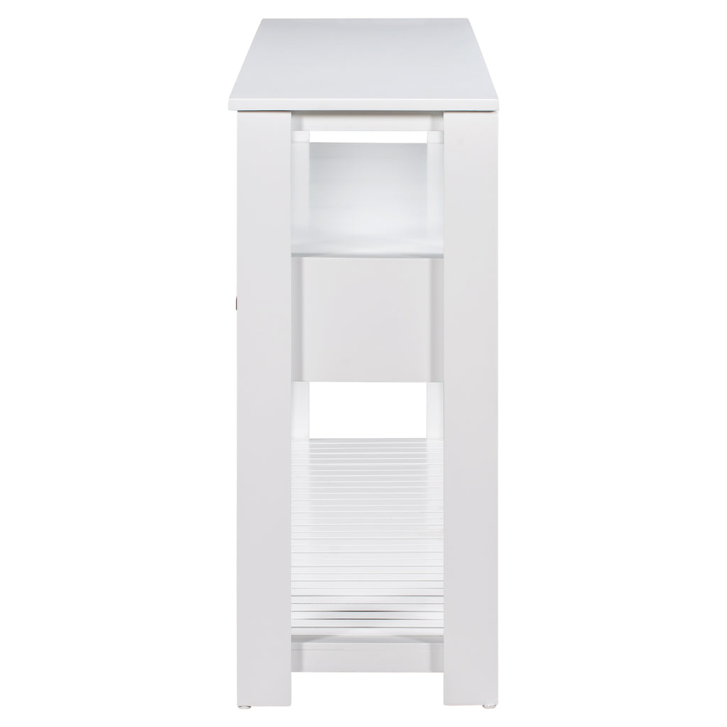 White painted Anthony & Home Signature Console Table showcasing a sleek, modern design with a smooth surface and elegant legs.