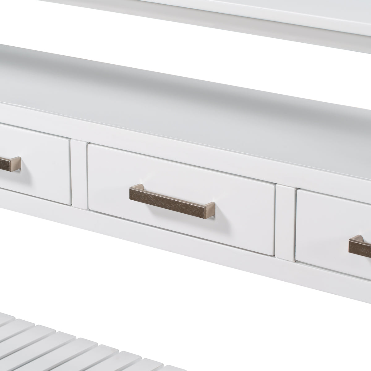 White painted Anthony & Home Signature Console Table with sleek design and sturdy wooden construction.