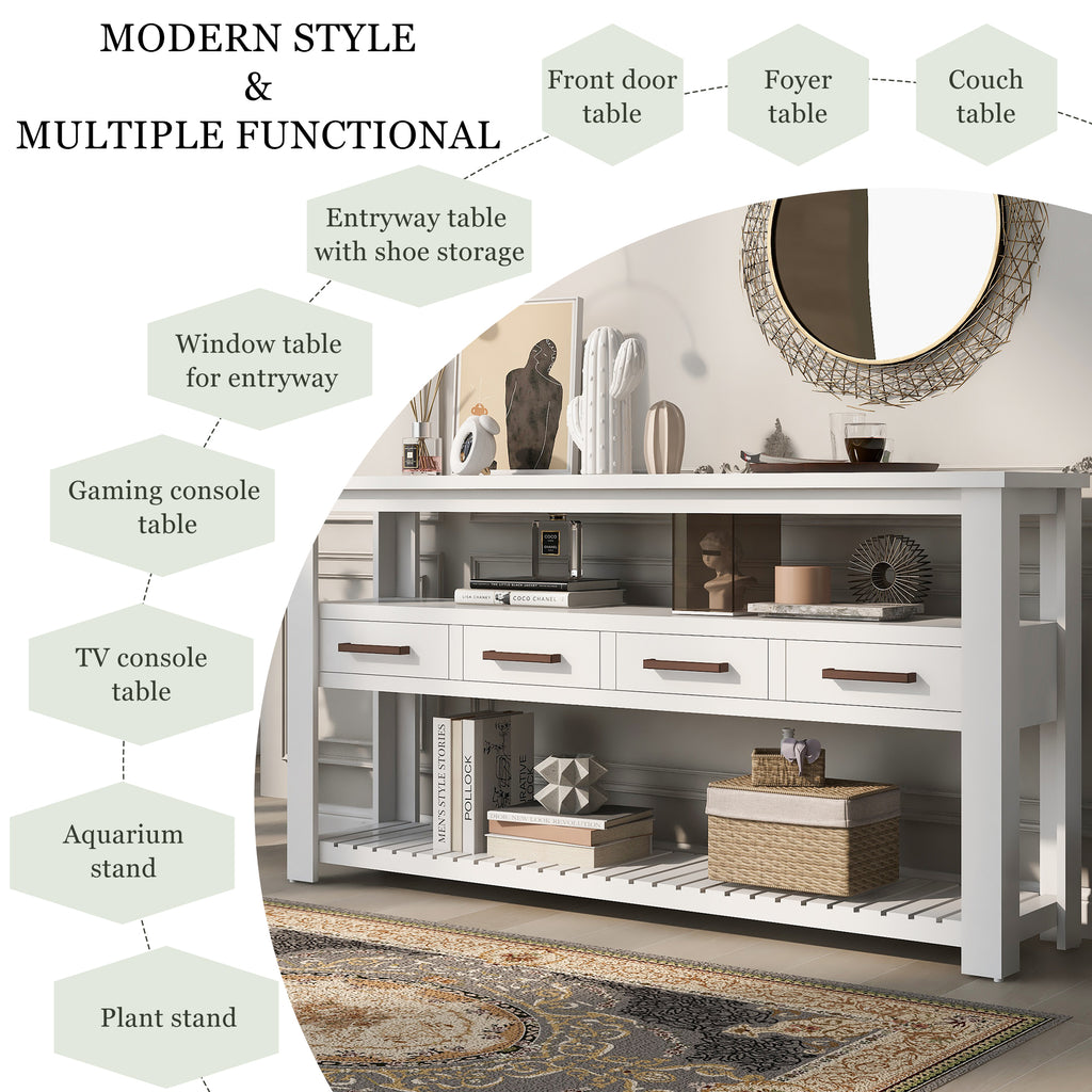 White painted Signature Console Table by Anthony & Home featuring a sleek, modern design with a smooth top and elegant legs.