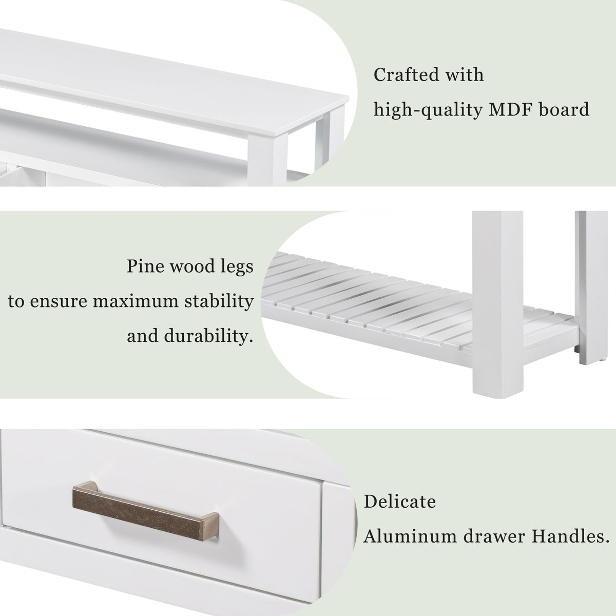 White painted signature console table by Anthony & Home with sleek design and sturdy wooden construction.