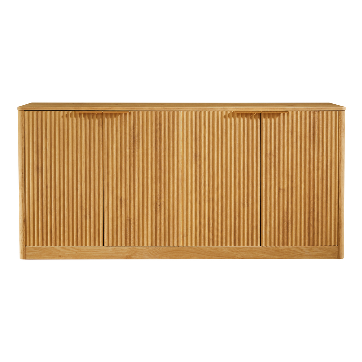 Anthony & Home Signature Curved Contour Sideboard with 4 doors, natural finish, 59-inch storage ensemble, modern furniture piece