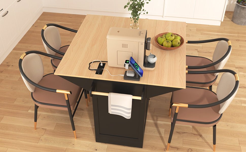 Anthony & Home Signature Edition black laminate kitchen island cart with storage and prep surface, modern kitchen furniture.