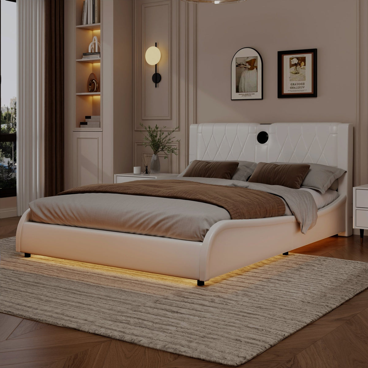 Queen size Signature Edition faux leather platform bed by Anthony & Home, showcasing a sleek, modern design with a sturdy frame.