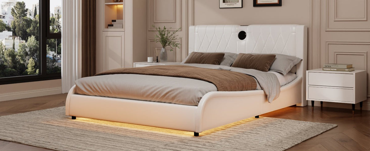 Signature Edition faux leather platform bed in queen size by Anthony & Home, showcasing a sleek, modern design with a sturdy frame.