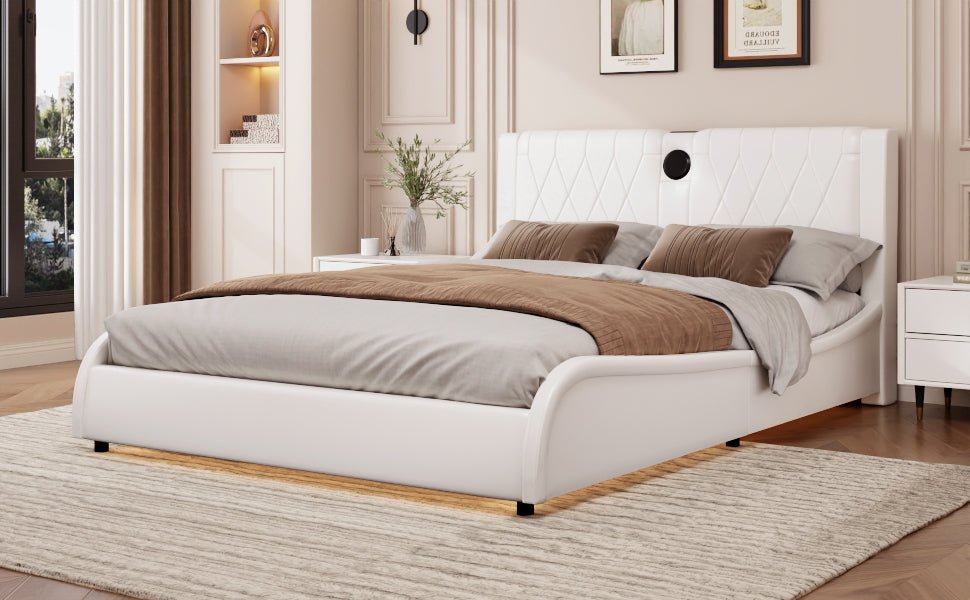 Queen size Signature Edition faux leather platform bed by Anthony & Home, featuring a sleek, modern design with a sturdy frame.