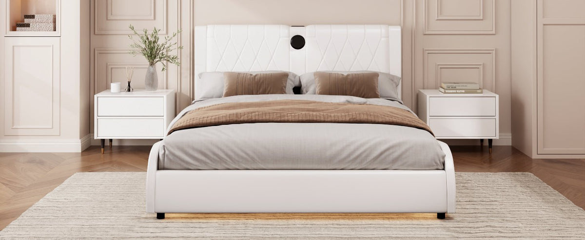 Queen size Signature Edition faux leather platform bed by Anthony & Home, showcasing a sleek, modern design with a sturdy frame.