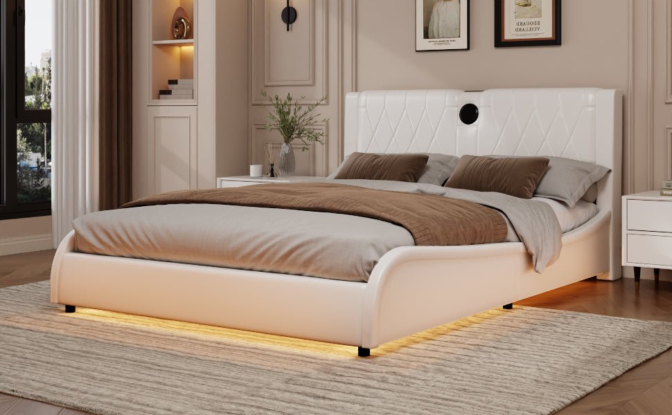 Queen size Signature Edition faux leather platform bed by Anthony & Home, featuring a sleek, modern design with sturdy construction.