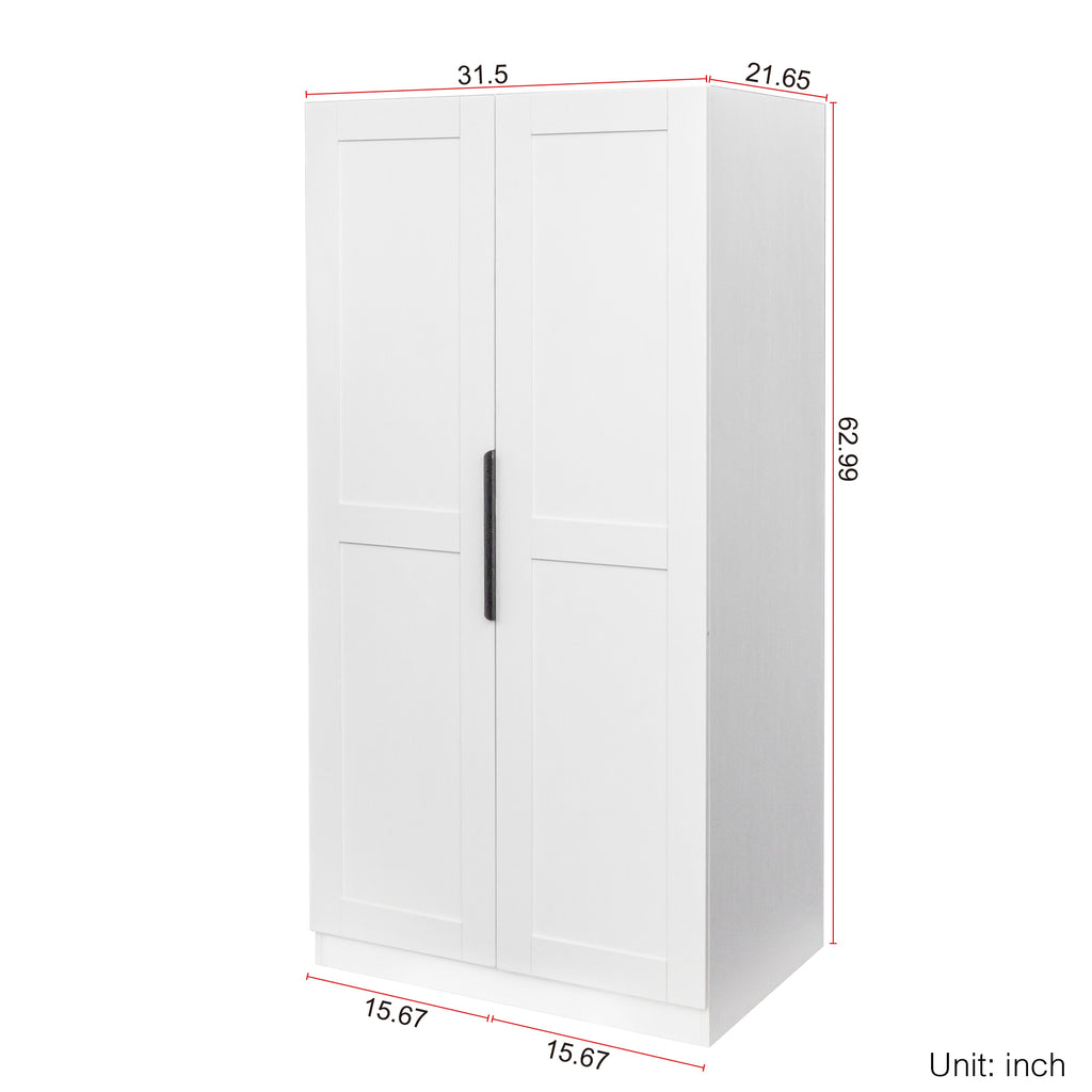 White Signature Edition kitchen pantry cabinet by Anthony & Home with melamine finish, featuring storage shelves and sleek design.