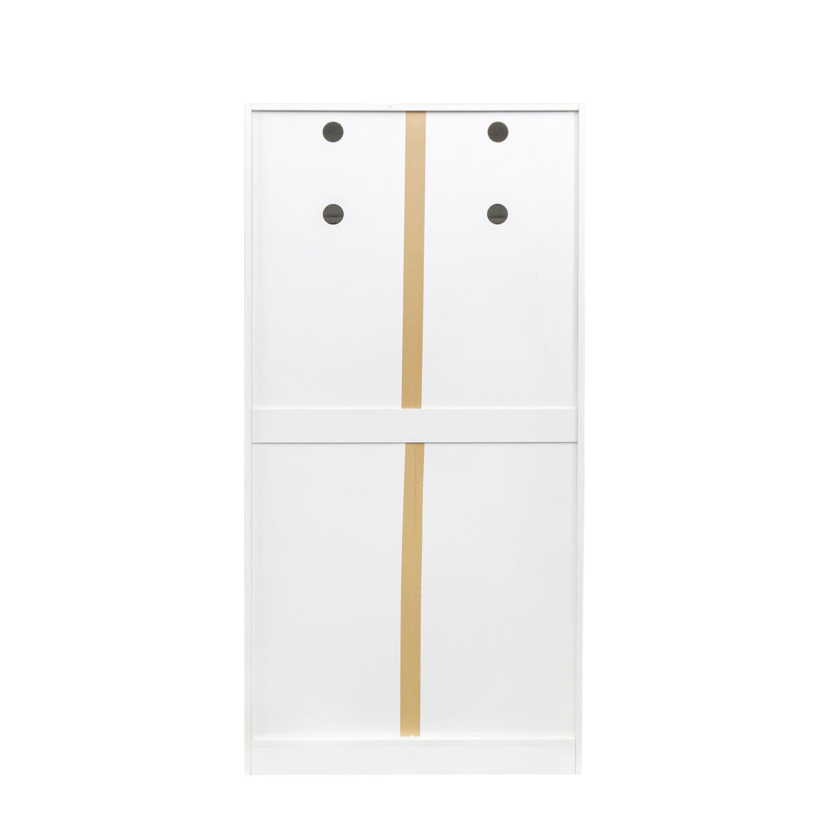 White Signature Edition kitchen pantry cabinet by Anthony & Home with melamine finish, featuring shelves and storage compartments.
