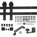 Anthony & Home J-Shape barn door hangers with floor guide and wall-mount rollers for 24-36 inch sliding barn doors.