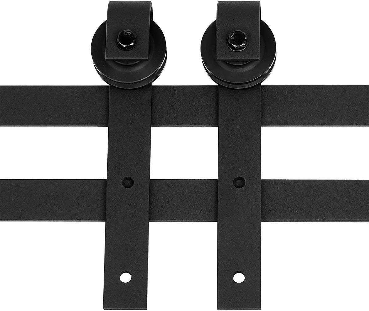 Anthony & Home J-Shape barn door hanger set with floor guide and wall-mount rollers for 24-36 inch sliding barn doors.