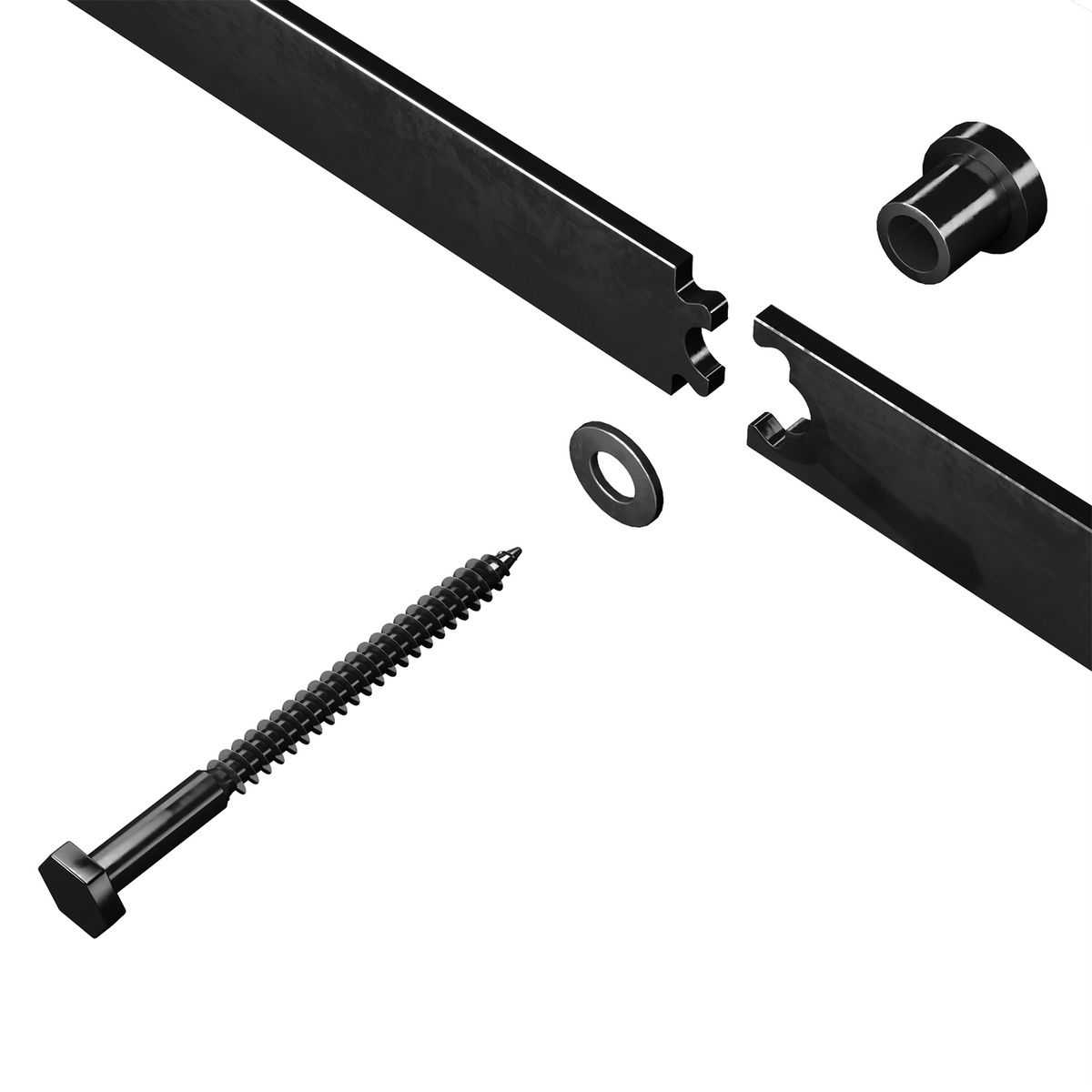 Anthony & Home Signature J-Shape Hangers for sliding barn door hardware with floor guide and wall-mount rollers for 24-36 inch doors