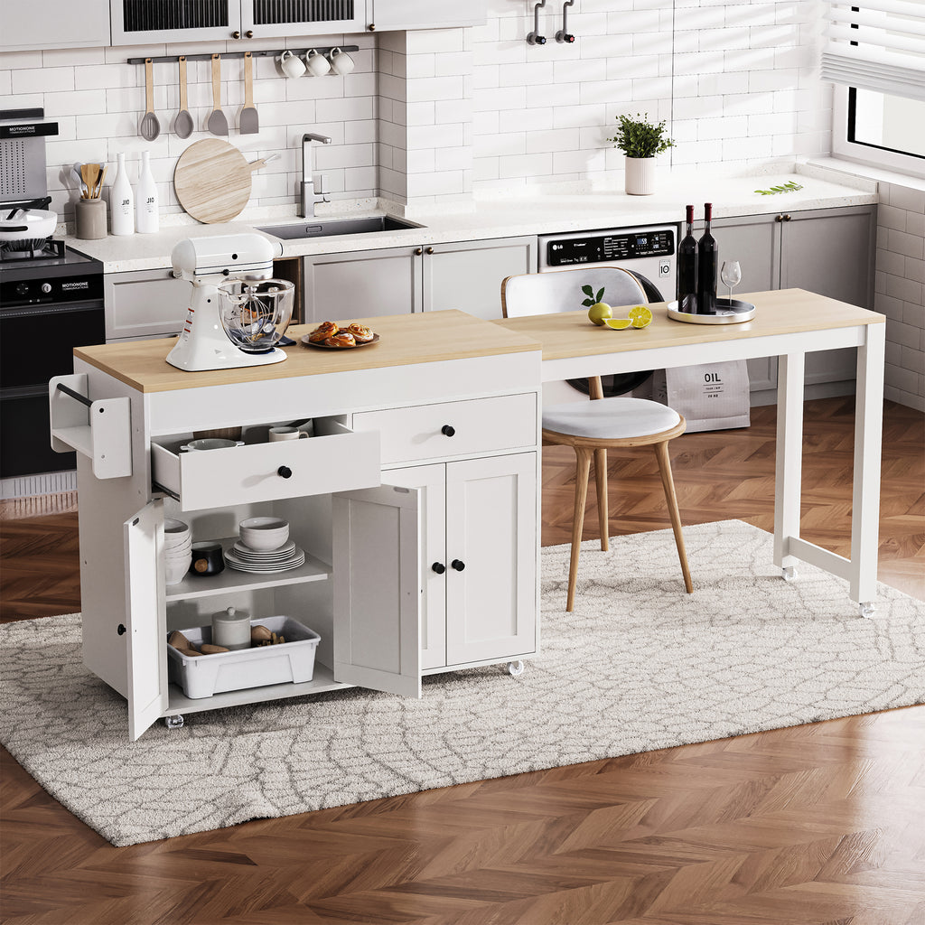 Anthony & Home Signature Maple Wood Kitchen Island with Extendable Table showcasing a sturdy, elegant kitchen workspace.