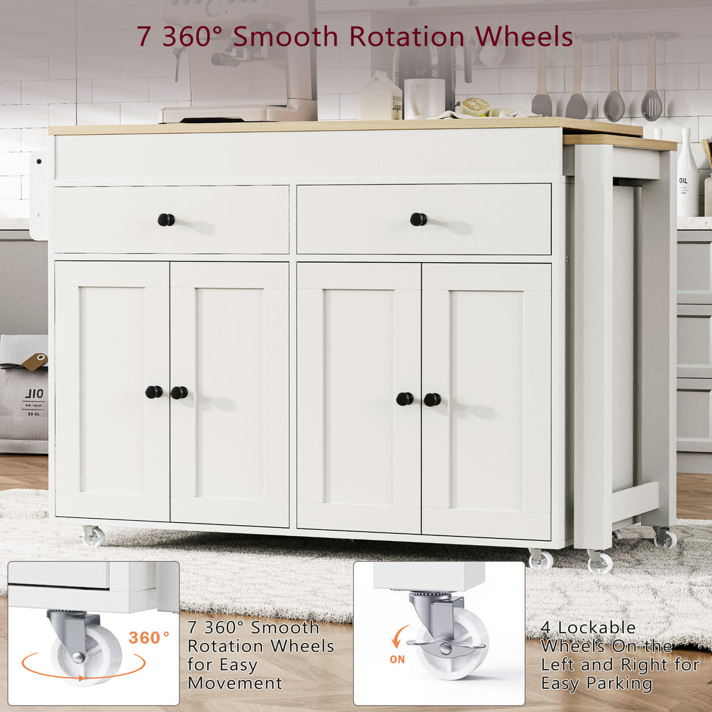 Anthony & Home Signature Maple Wood Kitchen Island with extendable table, featuring a sturdy design and spacious surface for kitchen use.