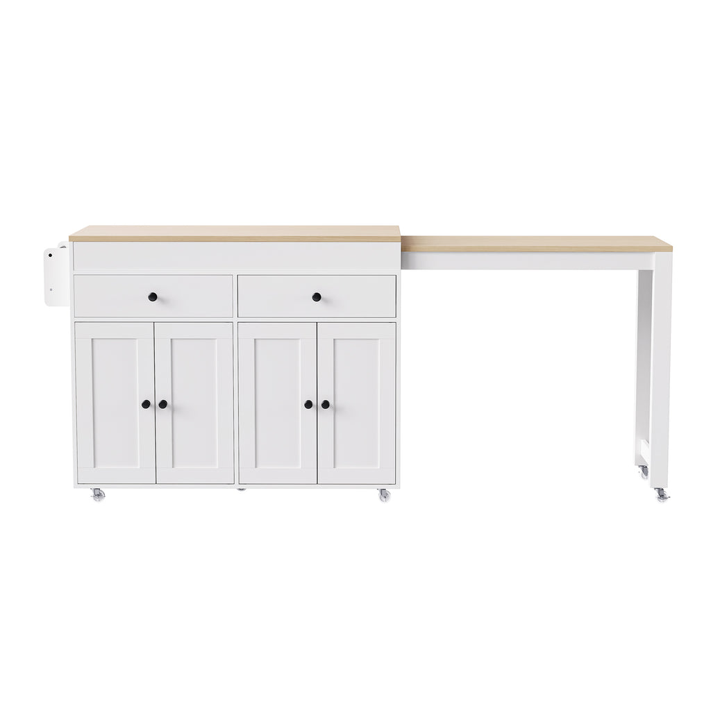 Anthony & Home signature maple wood kitchen island with extendable table, featuring a spacious surface and modern design.