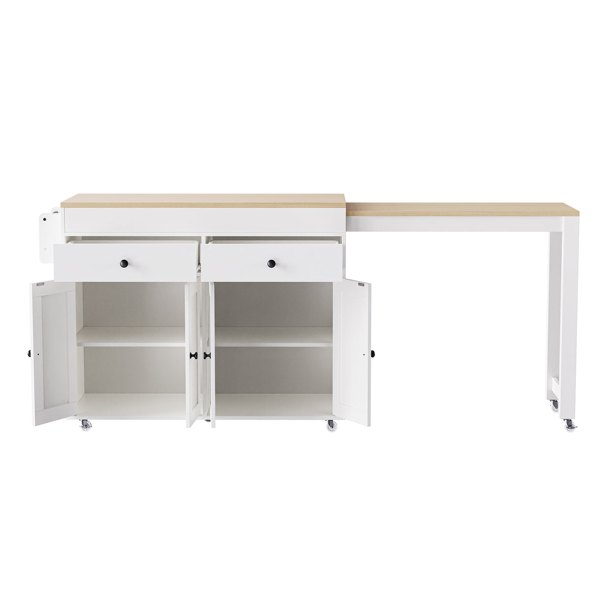 Anthony & Home Signature Maple Wood Kitchen Island with extendable table, featuring a spacious surface and modern design.